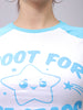 Women's White Slim Fit Graphic Baseball T-Shirt