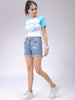 Women's White Slim Fit Graphic Baseball T-Shirt