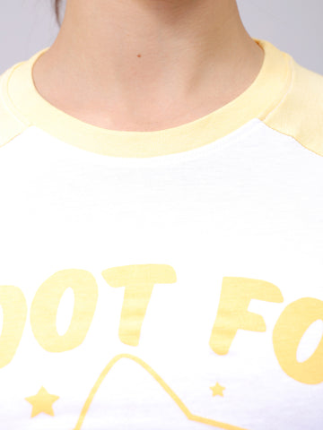 Women's White Slim Fit Graphic Baseball T-Shirt