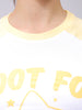 Women's White Slim Fit Graphic Baseball T-Shirt