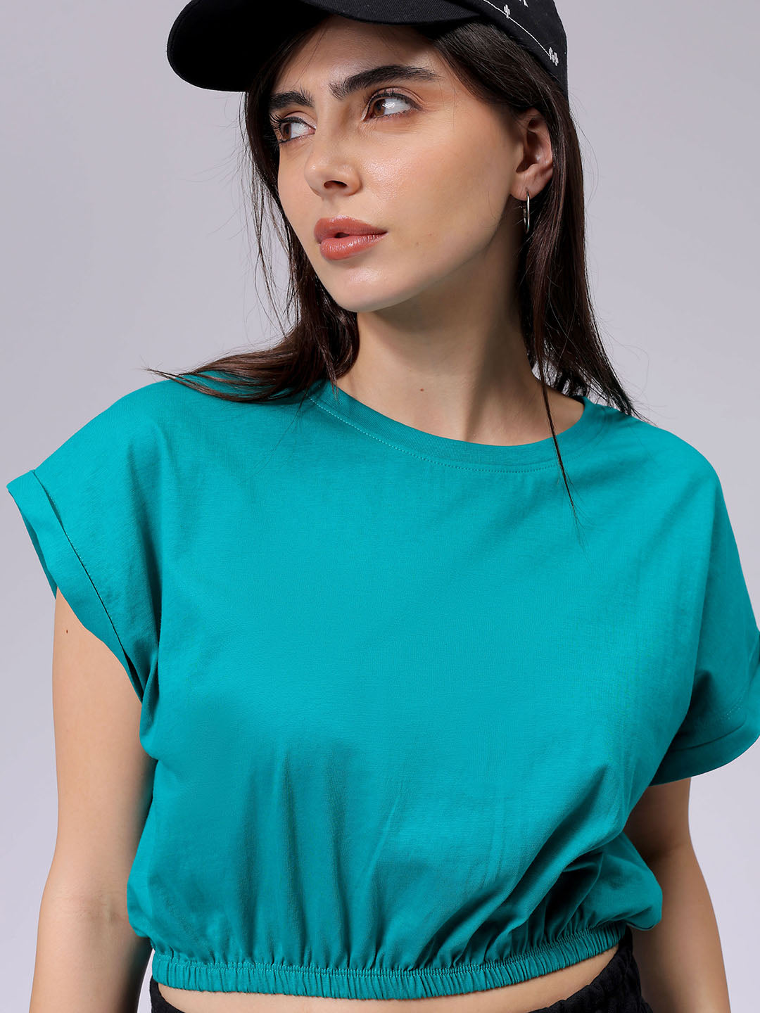 Women's Teal Regular Fit Solid Top