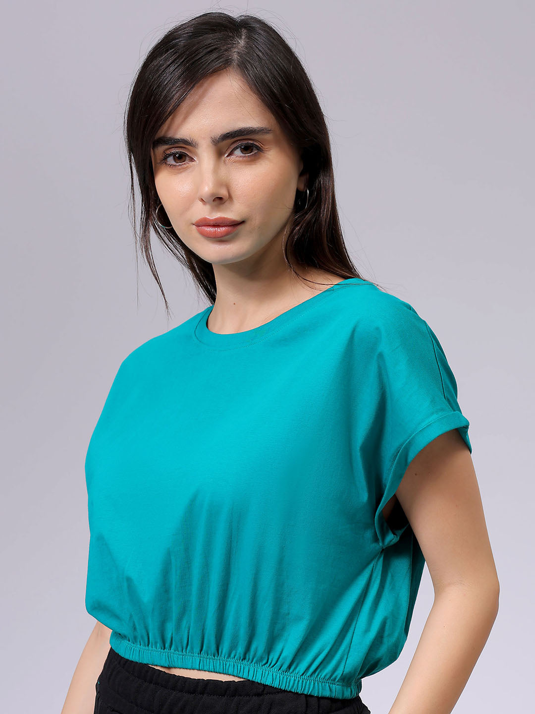 Women's Teal Regular Fit Solid Top