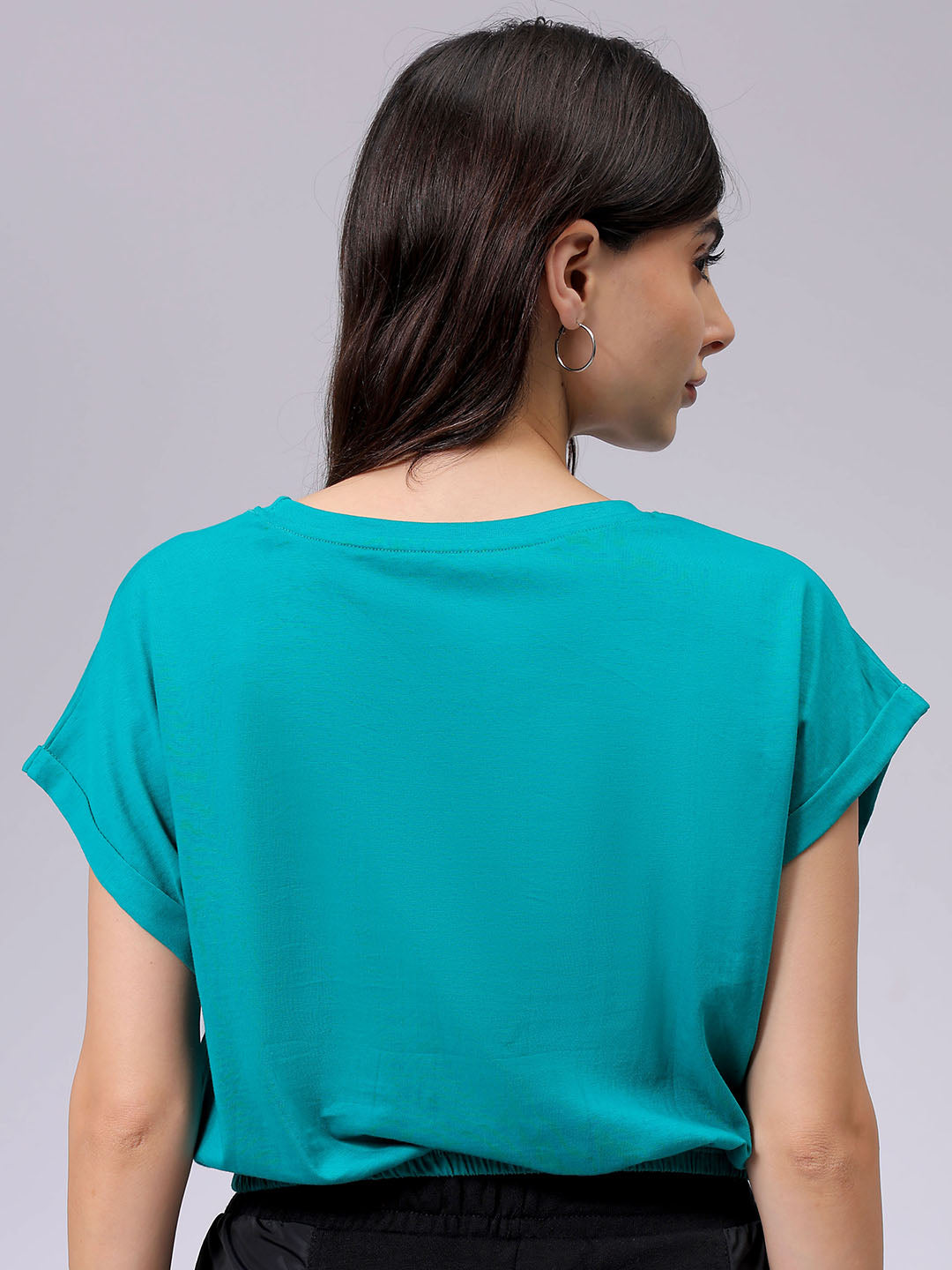 Women's Teal Regular Fit Solid Top