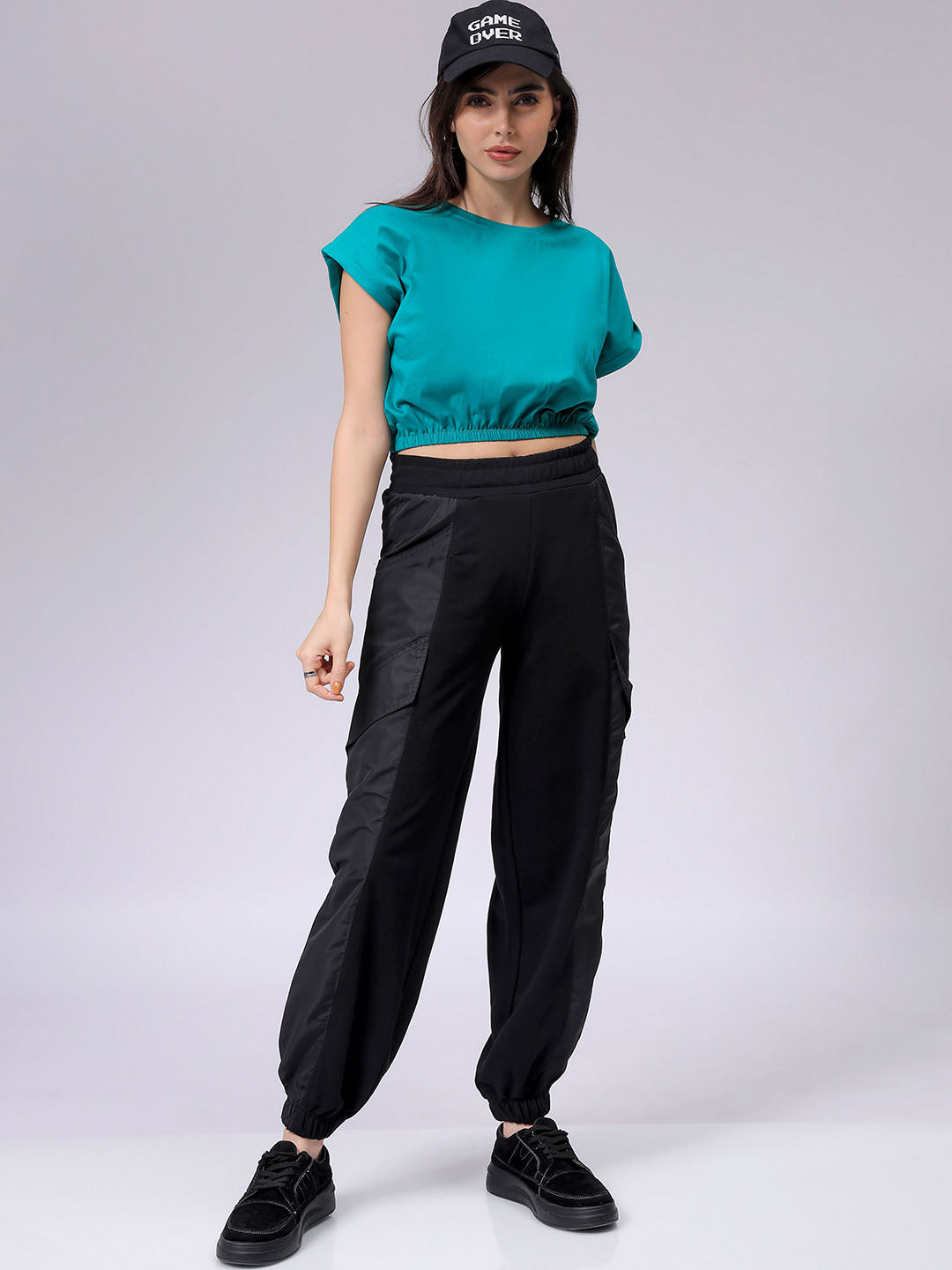 Women's Teal Regular Fit Solid Top