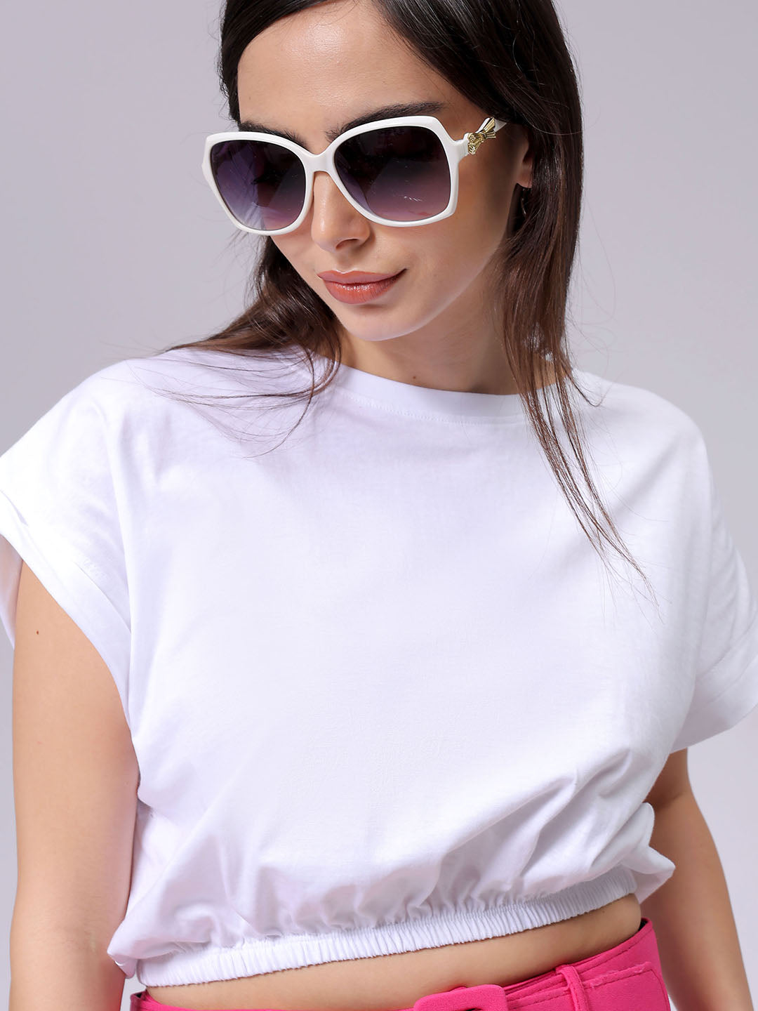 Women's White Regular Fit Solid Top