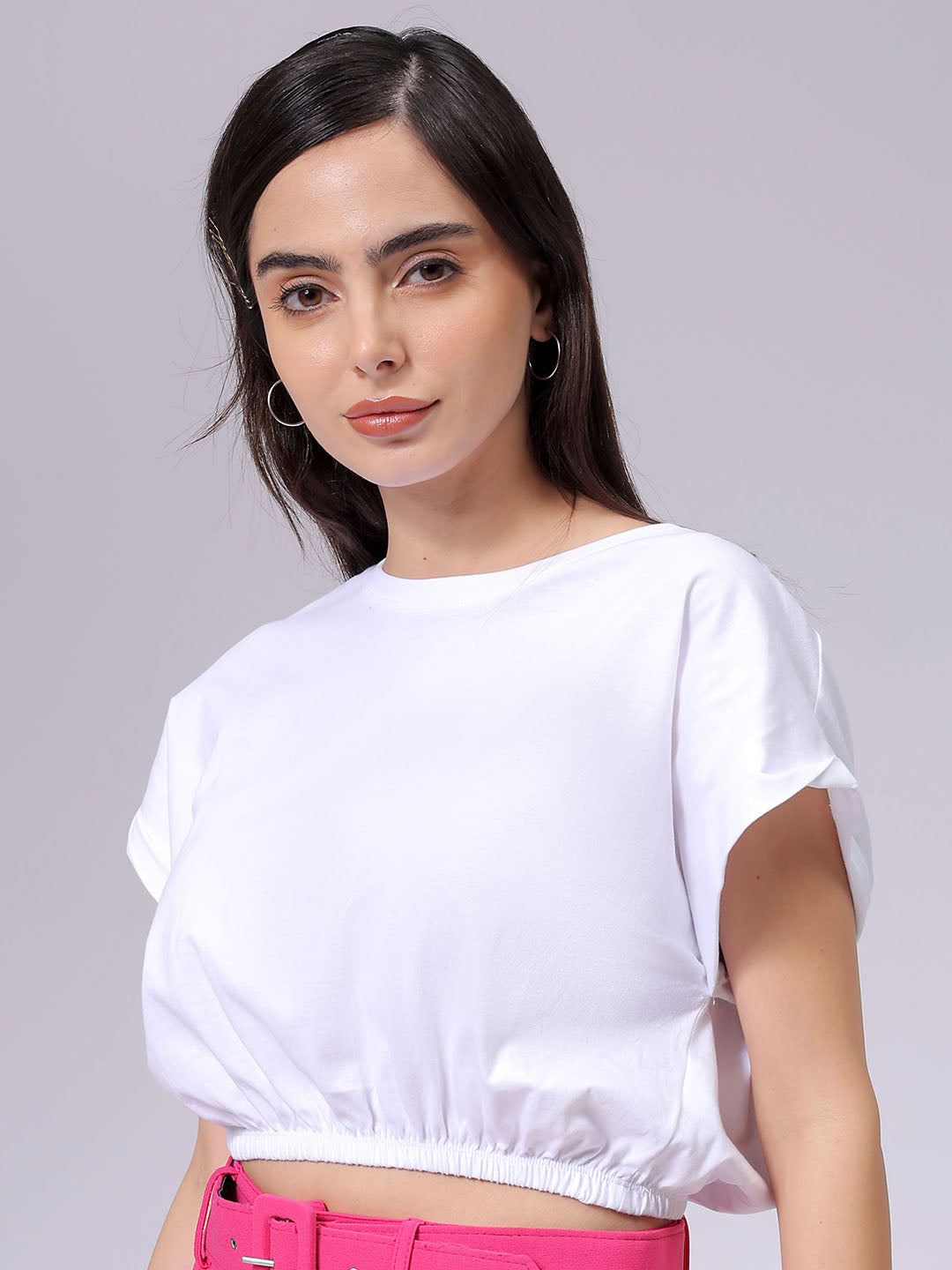 Women's White Regular Fit Solid Top