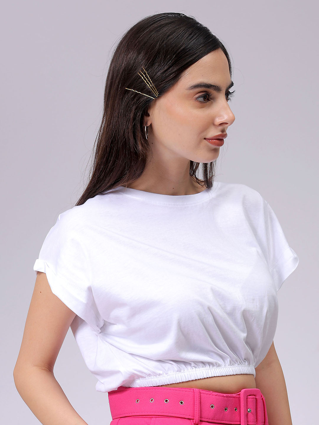 Women's White Regular Fit Solid Top