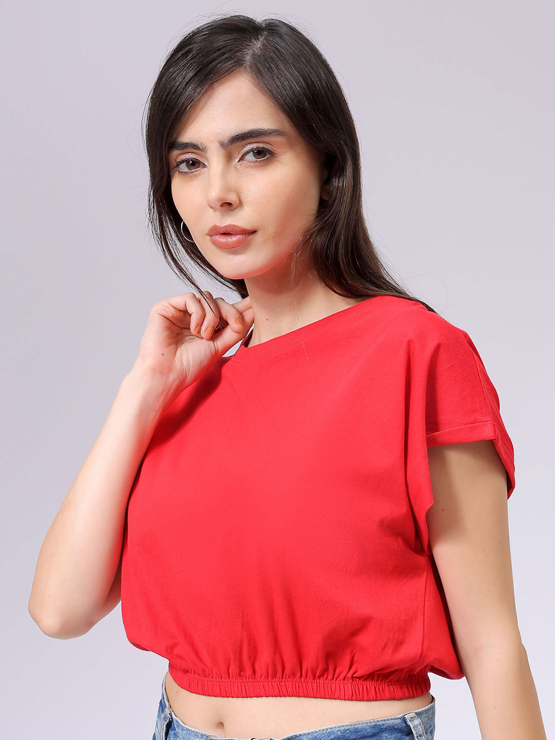 Women's Red Regular Fit Solid Top