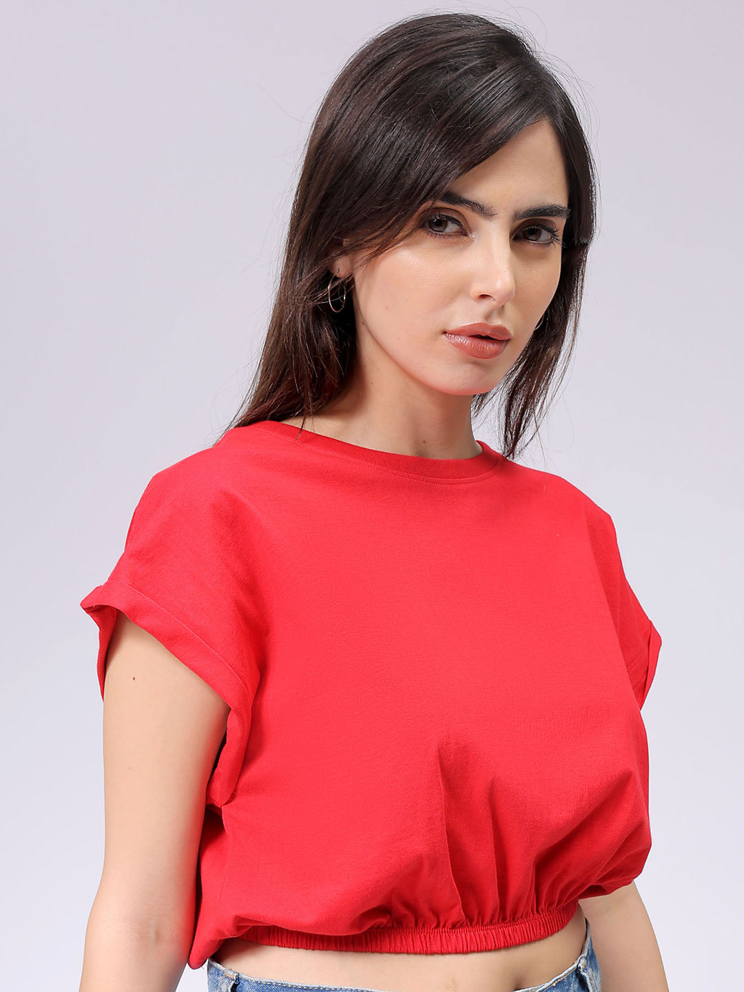 Women's Red Regular Fit Solid Top