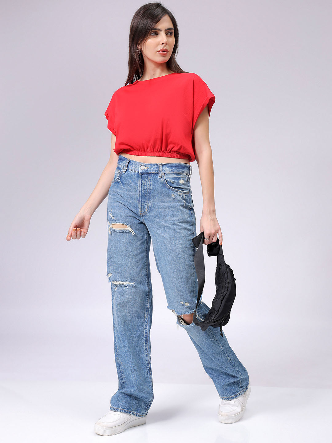 Women's Red Regular Fit Solid Top