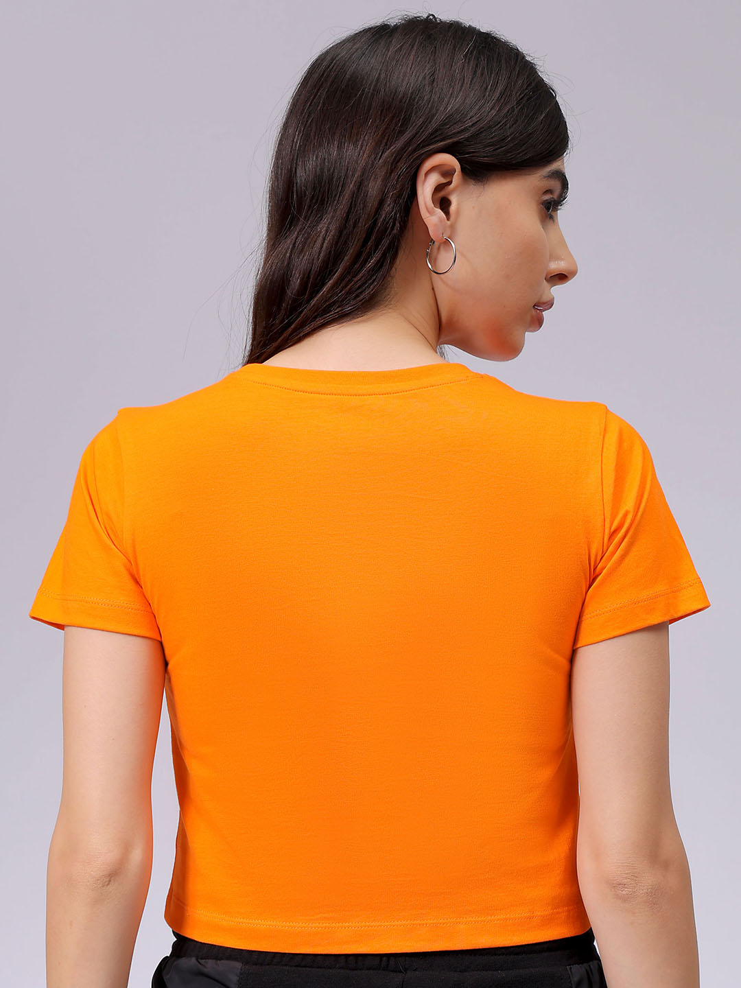 Women's Slim Fit Solid Cropped Crew Neck Tshirt