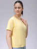 Women's Yellow Regular Fit Solid T-Shirt