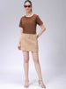 Women's Brown Regular Fit Solid T-Shirt