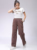 Women's White Slim Fit Typographic Cropped T-Shirt