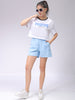 Women's White Relaxed Fit Typographic Crew Neck T-Shirt