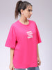 Women's Pink Backprinted Oversized T-Shirt