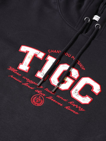 Men's Black Relaxed Fit Varsity Casual Sweatshirt