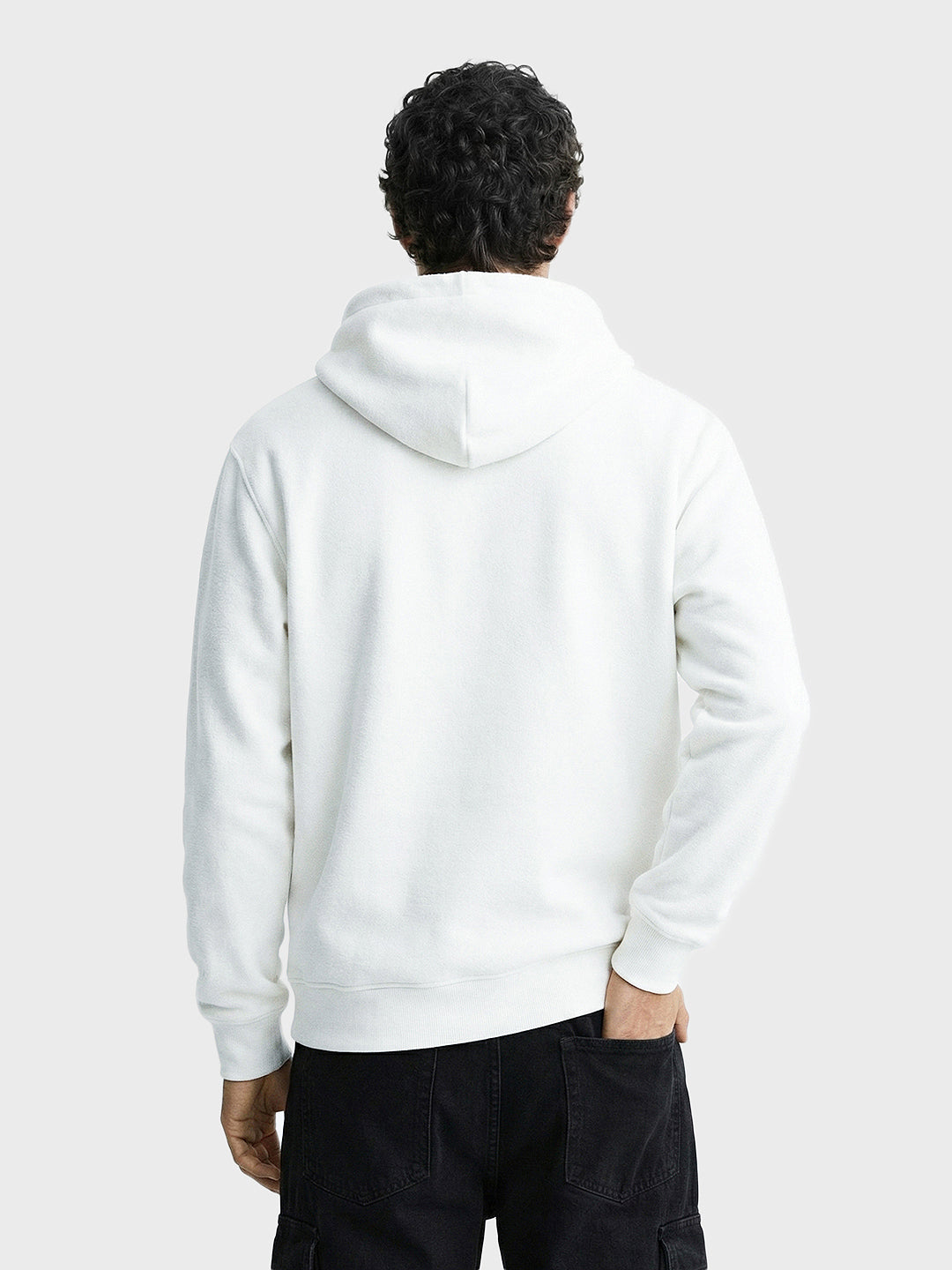 Men's White Relaxed Fit Varsity Casual Sweatshirt