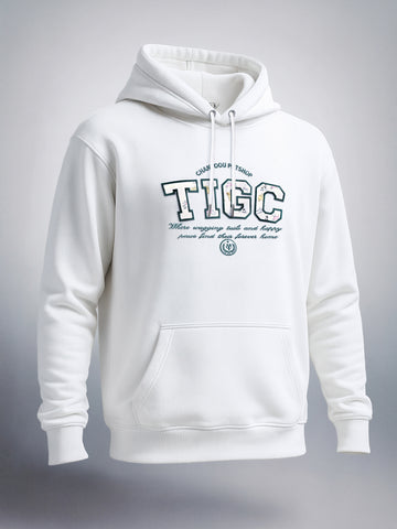 Men's White Relaxed Fit Varsity Casual Sweatshirt