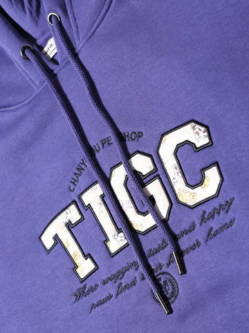 Men's Purple Relaxed Fit Varsity Casual Sweatshirt