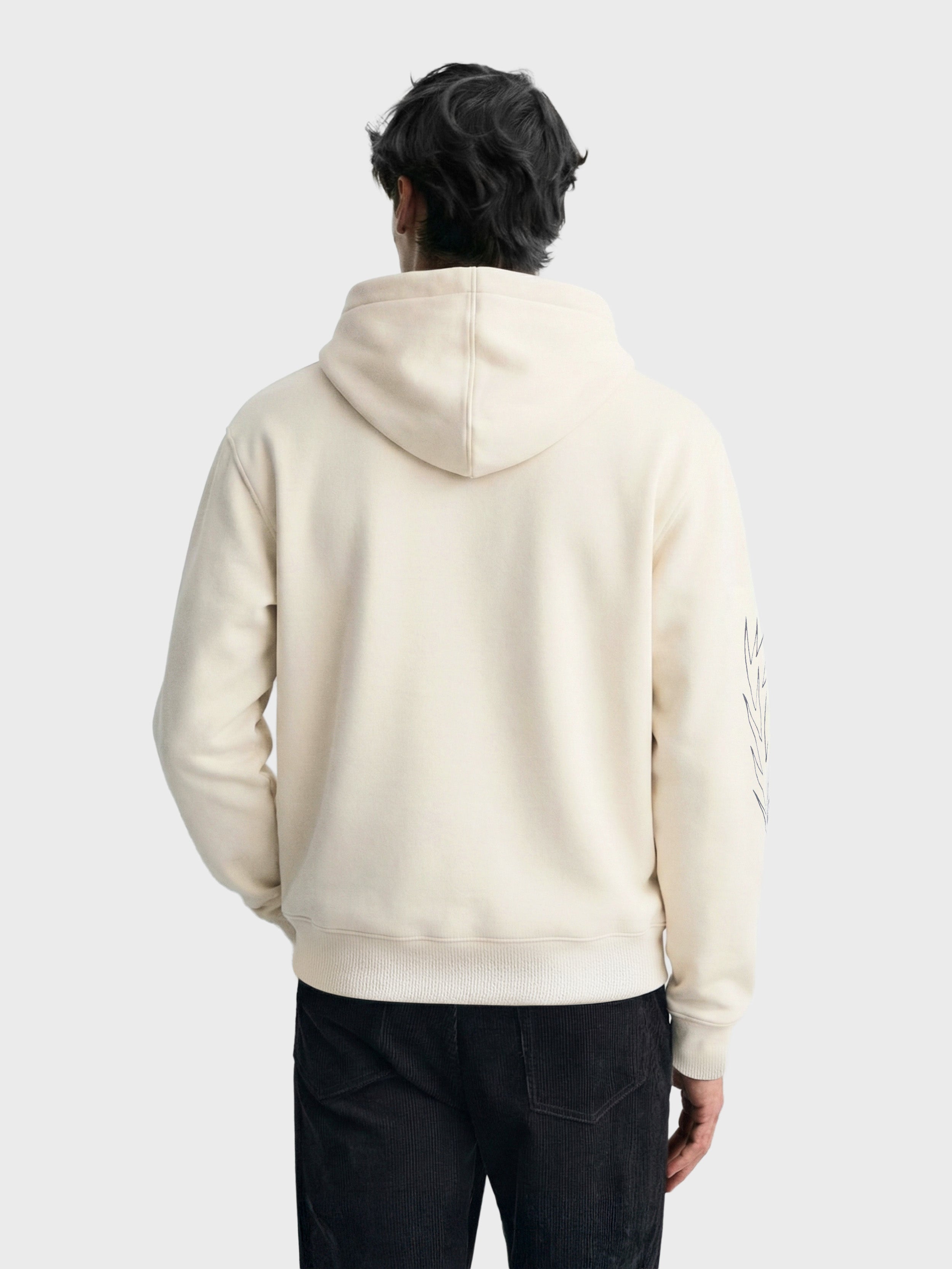 Men's White Relaxed Fit Graphic Printed Casual Sweatshirt