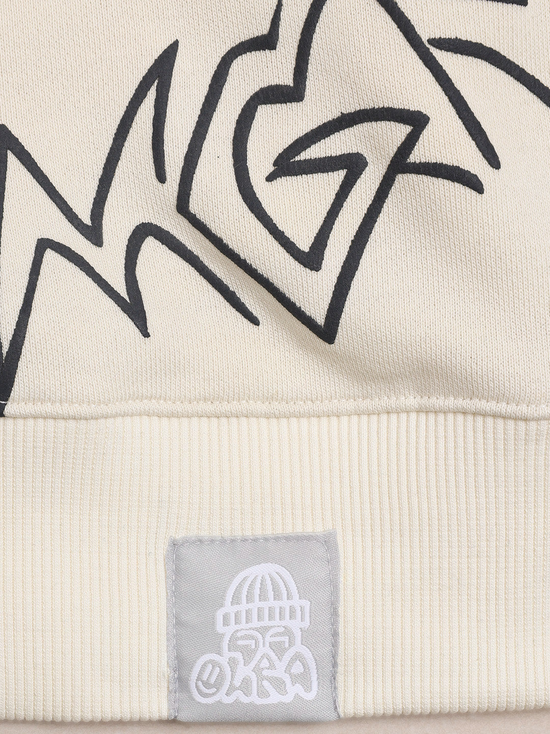 Men's White Relaxed Fit Graphic Printed Casual Sweatshirt