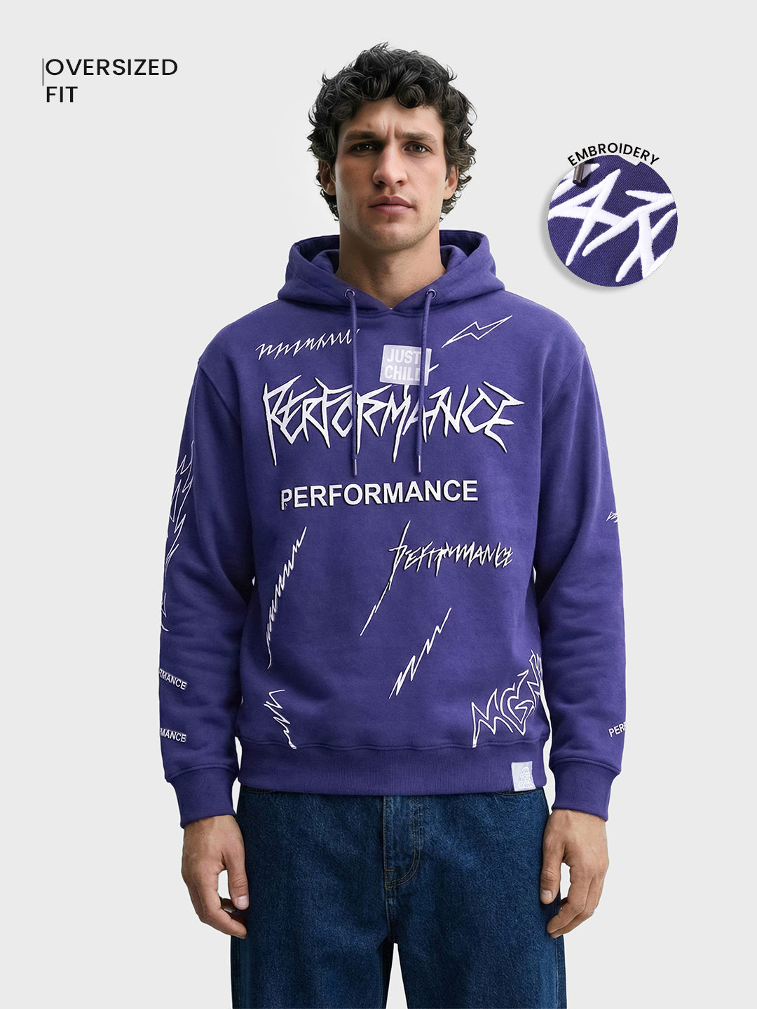 Men's Purple Relaxed Fit Graphic Printed Casual Sweatshirt