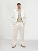 Men's White Loose Fit Textured Casual Joggers