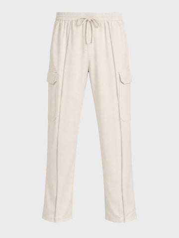 Men's White Loose Fit Textured Casual Joggers