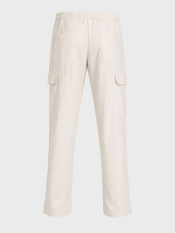 Men's White Loose Fit Textured Casual Joggers