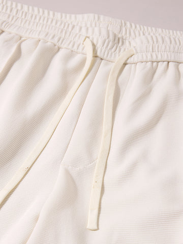 Men's White Loose Fit Textured Casual Joggers