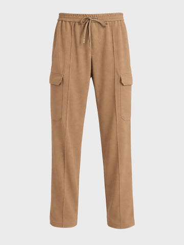 Men's Khaki Loose Fit Textured Casual Joggers