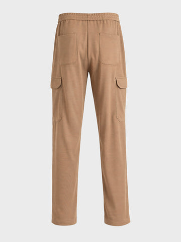 Men's Khaki Loose Fit Textured Casual Joggers