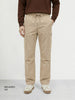 Men's Beige Relaxed Fit Solid Utility Cargo