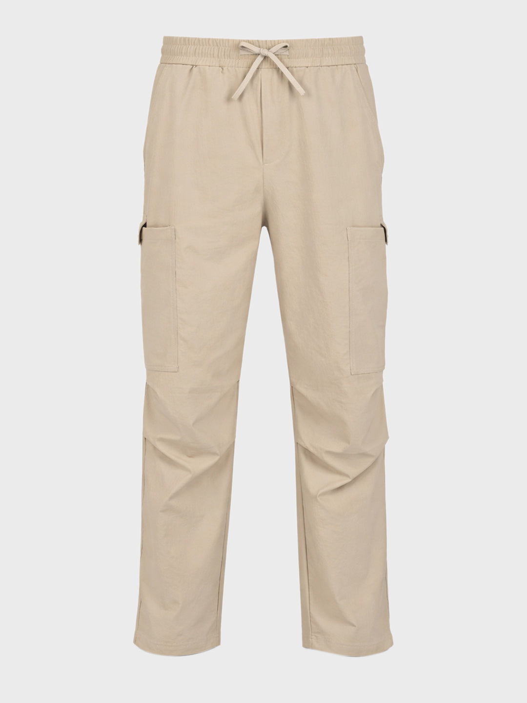 Men's Beige Relaxed Fit Solid Utility Cargo