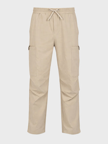 Men's Beige Relaxed Fit Solid Utility Cargo
