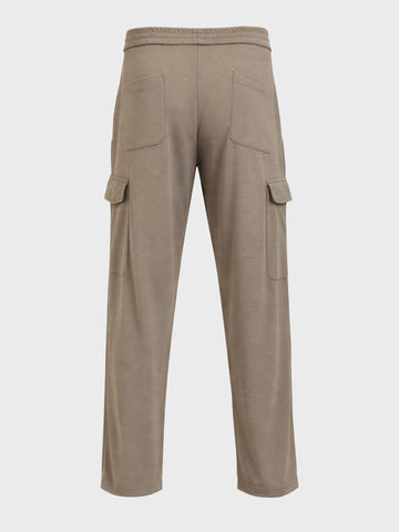 Men's Khaki Loose Fit Textured Casual Joggers