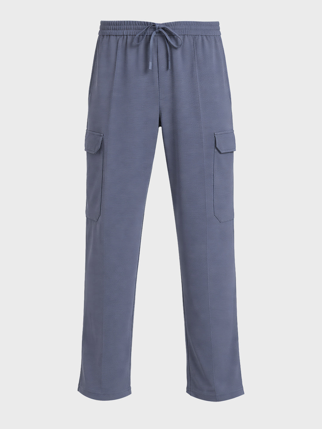 Men's Blue Loose Fit Textured Casual Joggers