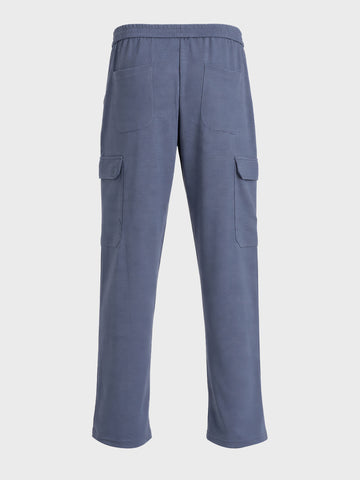 Men's Blue Loose Fit Textured Casual Joggers