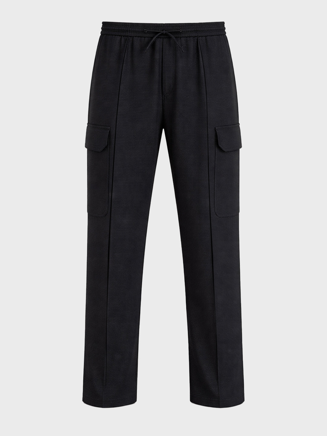 Men's Black Loose Fit Textured Casual Joggers