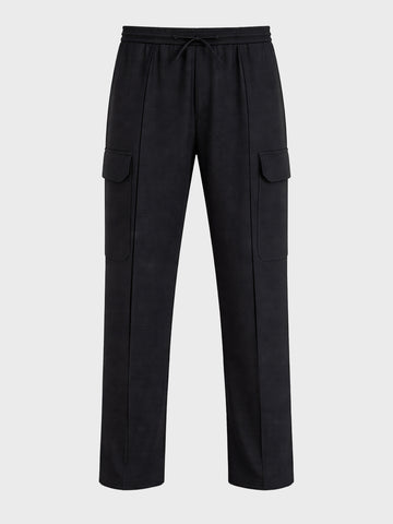 Men's Black Loose Fit Textured Casual Joggers