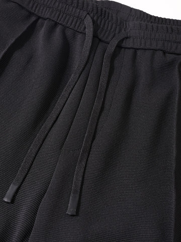 Men's Black Loose Fit Textured Casual Joggers
