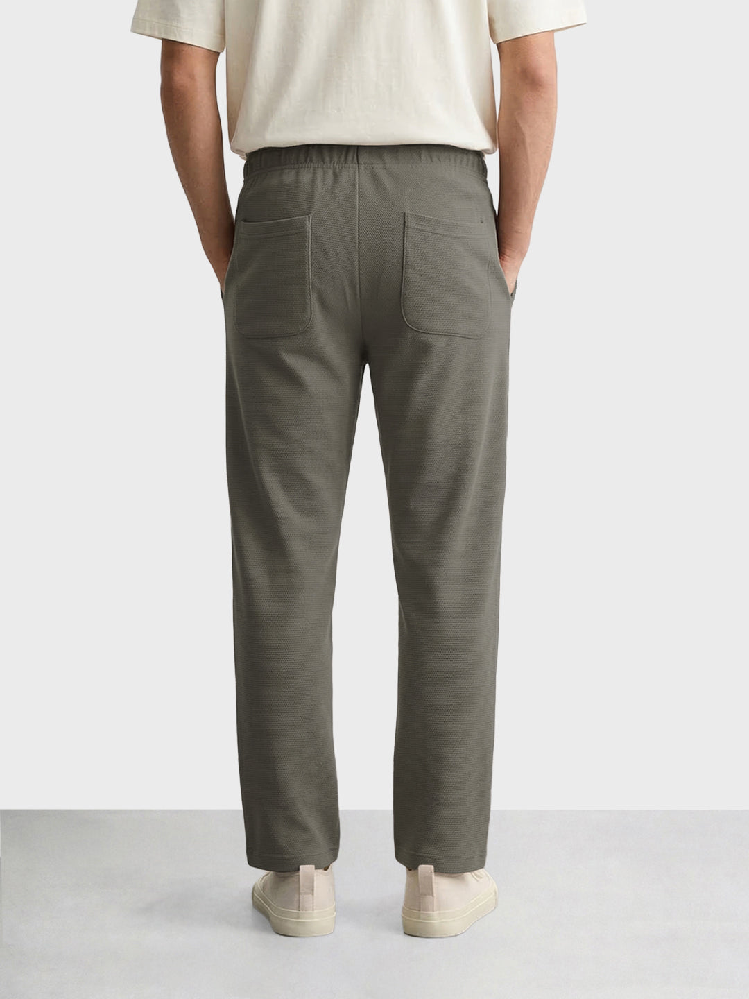 Men's Khaki Relaxed Fit Textured Casual Joggers