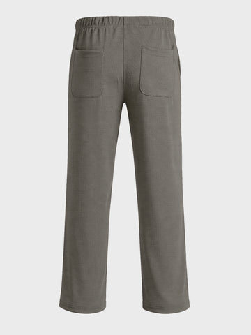 Men's Khaki Relaxed Fit Textured Casual Joggers