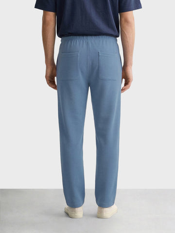 Men's Blue Relaxed Fit Textured Casual Joggers