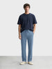 Men's Blue Relaxed Fit Textured Casual Joggers