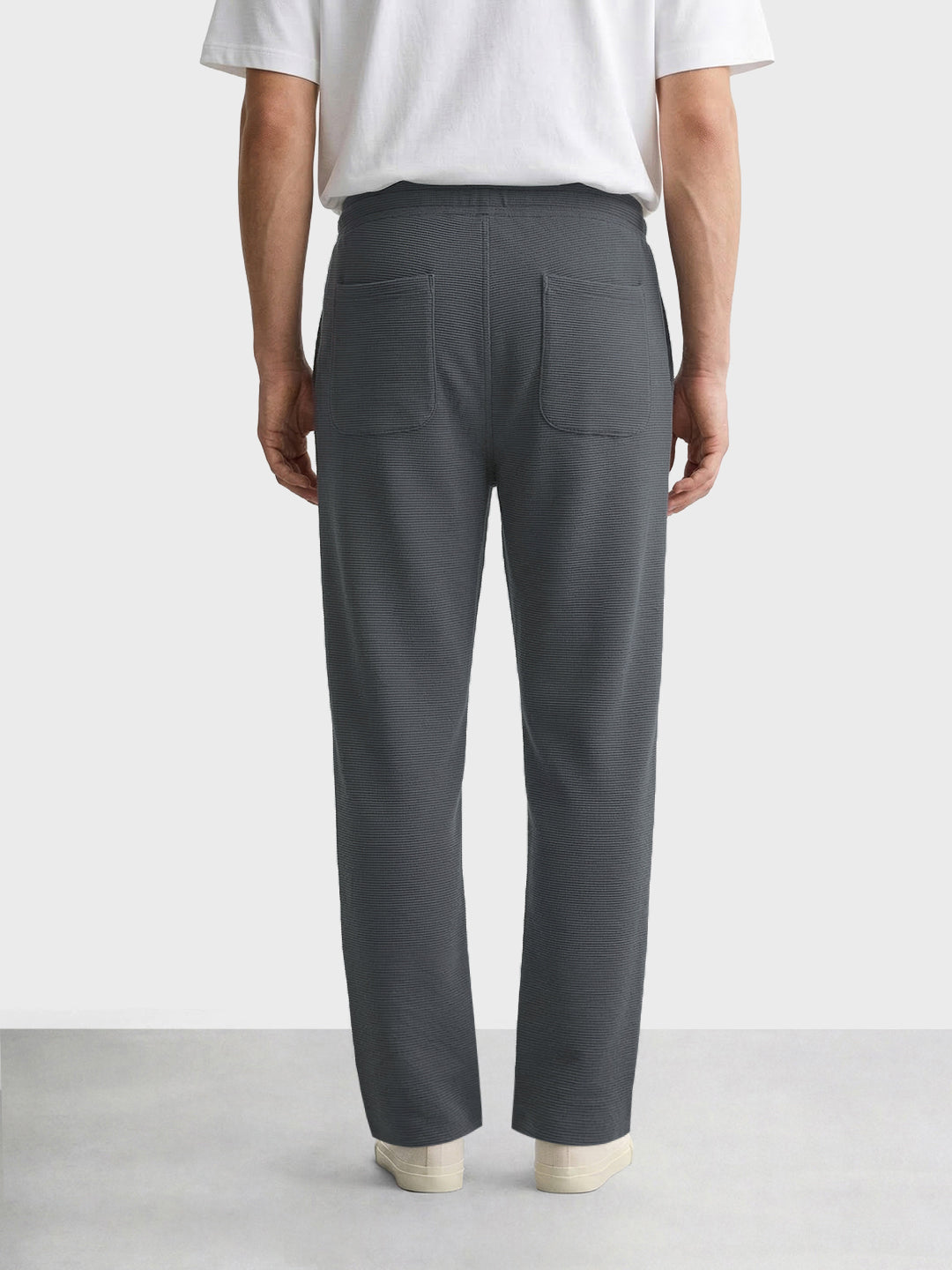 Men's Grey Relaxed Fit Textured Casual Joggers