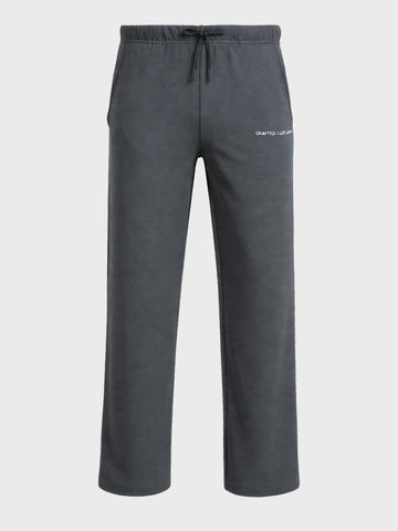Men's Grey Relaxed Fit Textured Casual Joggers
