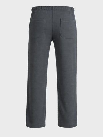 Men's Grey Relaxed Fit Textured Casual Joggers