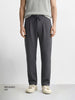 Men's Grey Relaxed Fit Textured Casual Joggers